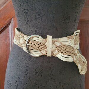 Gap Womens Braided Leather Belt With Silver Buckle Size M